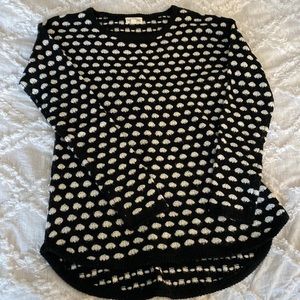 Maison Jules Black White Polka Dot Sweater